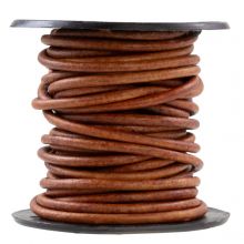 Leather Cord Round (2 mm) Natural Dye Brown (5 meters)