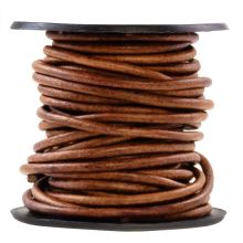 Leather Cord Round (2 mm) Natural Dye Red Brown (5 meters)