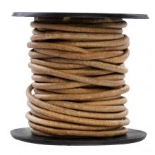 Leather Cord Round (1 mm) Natural Dye Light Brown (10 meters)