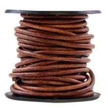 Leather Cord Round (1 mm) Natural Dye Red Brown (10 meters)