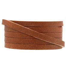 Leather Cord Flat (5 x 2 mm) Natural Dye Red Brown (1 meter)