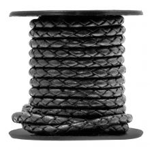 Leather Cord Round Braided (3 mm) Metallic Grey (2.5 meters)