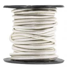 Leather Cord Round (2 mm) Metallic Silver Pearl (5 meters)