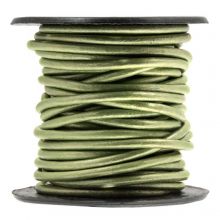 Leather Cord Round (2 mm) Metallic Vintage Green (5 meters)