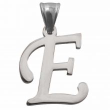 Stainless Steel Letter Pendant E (33 x 22 x 2 mm) Antique Silver (1 pcs)