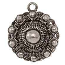 Zeeland Button Pendant (28 x 24.5 x 11 mm) Antique Silver (2 pcs)