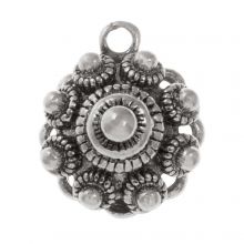 Zeeland Button Charm (15 x 12.5 x 9 mm) Antique Silver (5 pcs)
