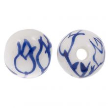 Delft Blue Ceramic Beads (10 mm) White-Blue (4 pieces)