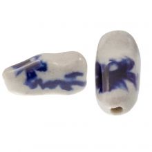 Delft Blue Ceramic Beads Clog (17 x 9 x 8 mm) White-Blue (4 pieces)