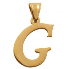 Stainless Steel Letter Pendant G (33 x 18 x 2 mm) Gold (1 pc)