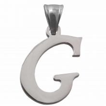 Stainless Steel Letter Pendant G (33 x 18 x 2 mm) Antique Silver (1 pcs)