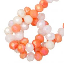 Electroplated Faceted Rondelle Beads (3 x 2.5 mm) Coral Peach AB (185 pcs)