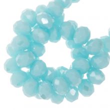 Electroplated Faceted Rondelle Beads (6 x 5 mm) Light Blue (85 pcs)