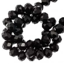 Faceted Rondelle Beads (4 x 3 mm) Sparkling Black (130 pcs)