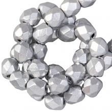 Czech Fire Polished Faceted Beads (3 mm) Aluminium Silver (50 pcs)