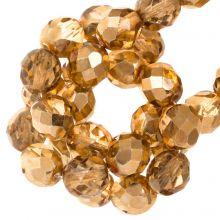 DQ Fire Polished Beads (8 mm) Crystal Apricot Metallic Ice (25 pcs)