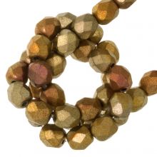Czech Fire Polished Faceted Beads (4mm) Metallic Mix (50 pcs)