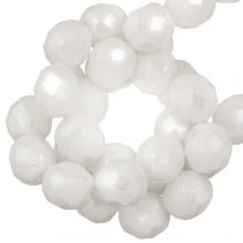 DQ Fire Polished Beads (8 mm) Chalk White Shimmer (25 pcs)