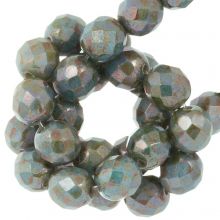 DQ Fire Polished Beads (8 mm) Chalk White Blue Luster (25 pcs)