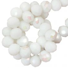 Electroplated Faceted Rondelle Beads (8 x 6 mm) White (65 pcs)