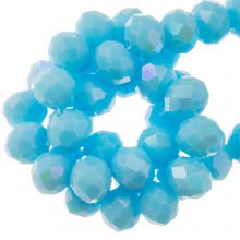 Electroplated Faceted Rondelle Beads (8 x 6 mm) Sky Blue AB (67 pcs)