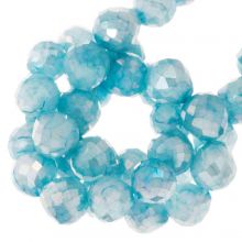 Faceted Crackle Beads Round (8 mm)  Air Blue AB (60 pcs)