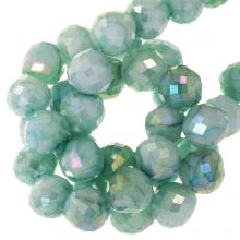 Faceted Crackle Beads Round (8 mm) Aqua Haze AB (60 pcs)