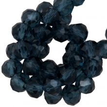 Faceted Rondelle Beads  (2 x 3 mm) Deep Transaprent Blue (130 pcs)