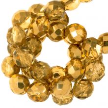 DQ Fire Polished Beads (8 mm) Crystal Gold Metallic (25 pcs)