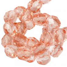 Czech Fire Polished Faceted Beads (8 mm) Vintage Coral (25 pcs)