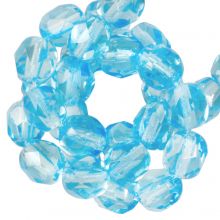 Czech Fire Polished Faceted Beads (6 mm) Aqua (25 pcs)