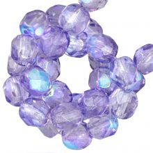 Czech Fire Polished Faceted Beads (6 mm) Crystal Violet AB (25 pcs)