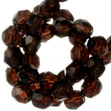 Czech Fire Polished Faceted Beads (4 mm) Dark Topaz (50 pcs)
