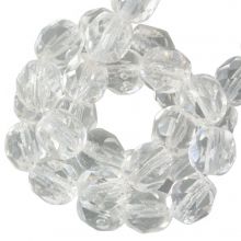 Czech Fire Polished Faceted Beads (8 mm) Crystal White Shine (25 pcs)