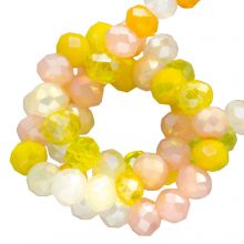 Electroplated Faceted Rondelle Beads (3 x 2.5 mm) Cyber Yellow AB (185 pcs)
