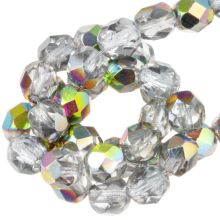 Czech Fire Polished Faceted Beads  (3 mm) Crystal Vitrail (50 pcs)