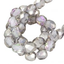 Czech Fire Polished Faceted Beads (4mm) Crystal Vitrail Light (50 pcs)