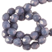 Czech Fire Polished Faceted Beads (6 mm) Chalk White Copper (24 pcs)