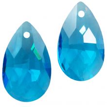 Glass Pendant Teardrop (22 x 13 x 7 mm) Sky Blue (2 pcs)