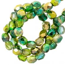 Czech Fire Polished Faceted Beads (3 mm) Crystal Magic Green (50 pcs)