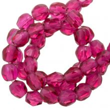 Czech Fire Polished Faceted Beads (4 mm) Fuchsia (50 pcs)