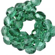 Czech Fire Polished Faceted Beads (8 mm) Green Tourmaline (25 pcs)