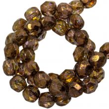 Czech Fire Polished Faceted Beads (4 mm) Crystal Brown-Violet Senegal (50 pcs)
