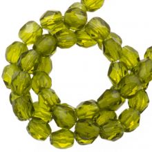 Czech Fire Polished Faceted Beads (4 mm) Olivine (50 pcs)