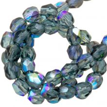 Czech Fire Polished Faceted Beads (4 mm) Montana AB (50 pcs)