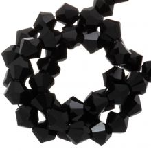 Czech Bicone Faceted Beads (4 mm) Jet Black (30 pcs)