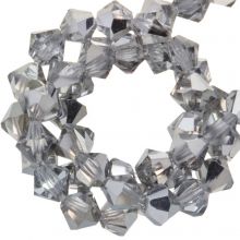 Czech Bicone Faceted Beads (4 mm) Crystal Labrador Half Coating (30 pcs)