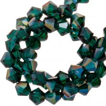 Czech Bicone Faceted Beads (4 mm) Emerald Celsian (30 pcs)
