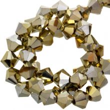 Czech Bicone Faceted Beads (4 mm) Crystal Aureate Full Coating (30 pcs)