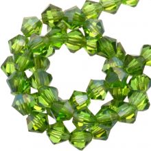 Czech Bicone Faceted Beads (4 mm) Peridot Celsian (30 pcs)